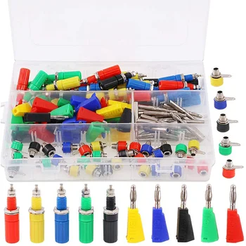 

FFYY-90Pcs 5 Color 4MM Banana Plug Banana Jack Socket Binding Post for Test Probes Binding Post Soldering and Probe Connector