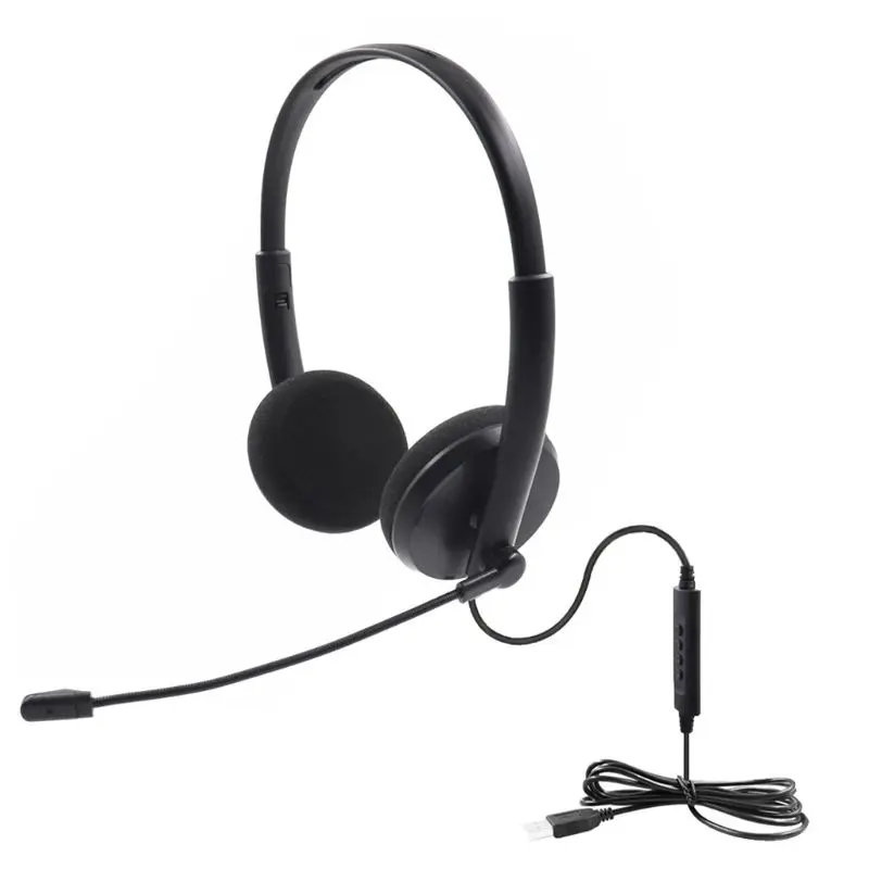 Call Center USB Headset Noise Cancelling Headset Headphone with Microphone Volume Control Function