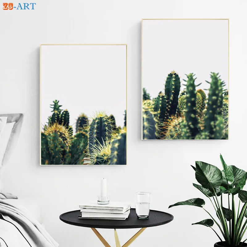 Растительным принтом кактус Wall Art Противоударная заданяя плакат минималистское