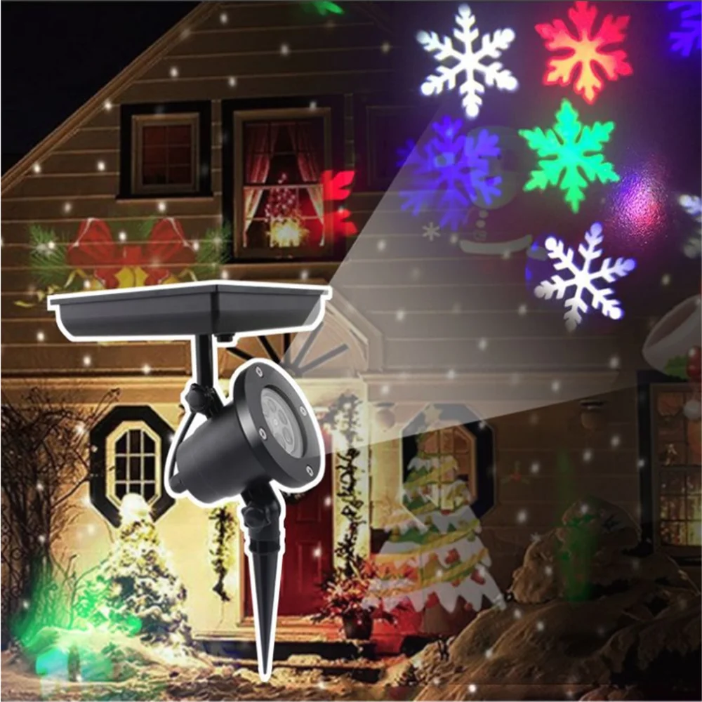 LED Solar láser para exteriores, proyector interior, lámpara de copo de nieve impermeable, para pared, jardín, fiesta de navidad|Lámparas solares LED| AliExpress