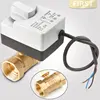 AC220V DN15 DN20 DN25 электрический клапан латунный двухсторонний моторизованный шаровой клапан, три провода, электрический привод с ручным переклю... ► Фото 1/6