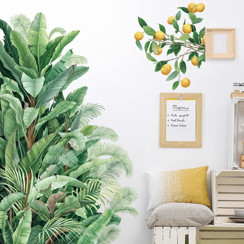Adesivi Murali Numeri Arabi Nordici Per Soggiorno Decorazioni Murali Camera Da Letto Foglia Verde Adesivo Rimovibile Decorazioni Per La Casa Sfondi