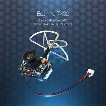 

Original Eachine TX02 Super Mini AIO 5.8G 40CH 200mW VTX 600TVL 1/4 Cmos FPV Camera For FPV Multicopter