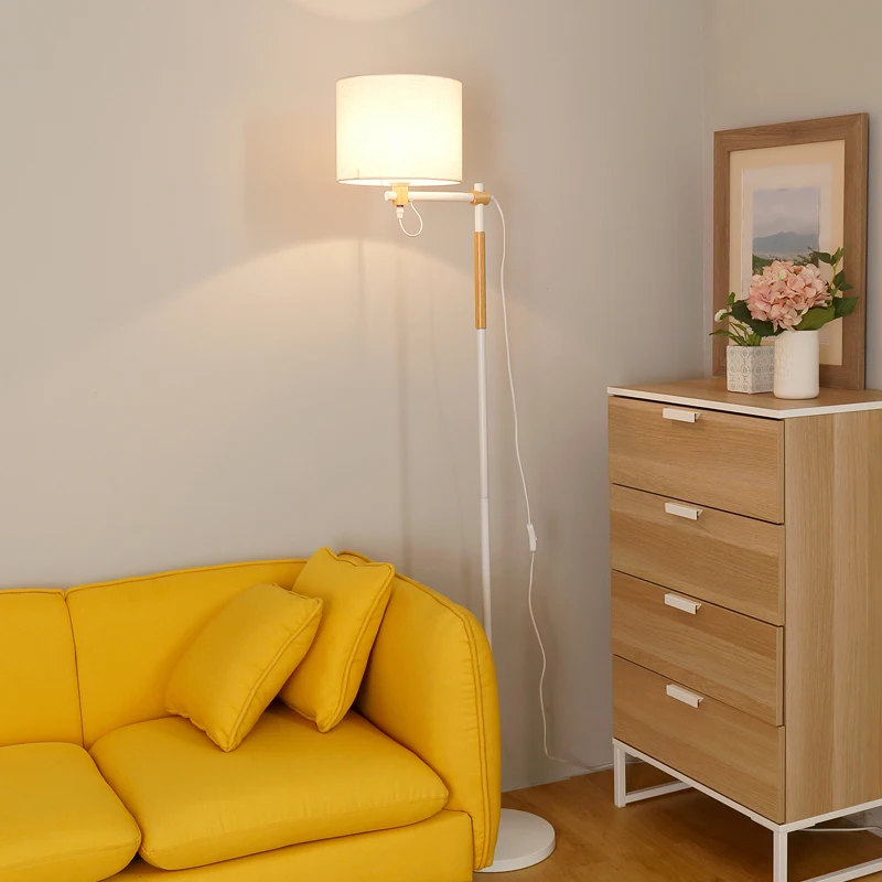 Современный минималистичный деревянный Ins простая напольная лампа Life Fabric Shade креативный напольный светильник для гостиной