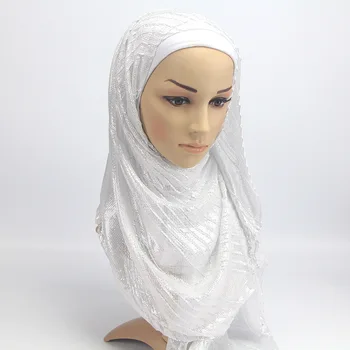 

Pleated Turban Pure Gold Silk Bright Color Fringed Scarf Foulard Femme Musulman Head Scarf Headwraps For Women Polyester Solid