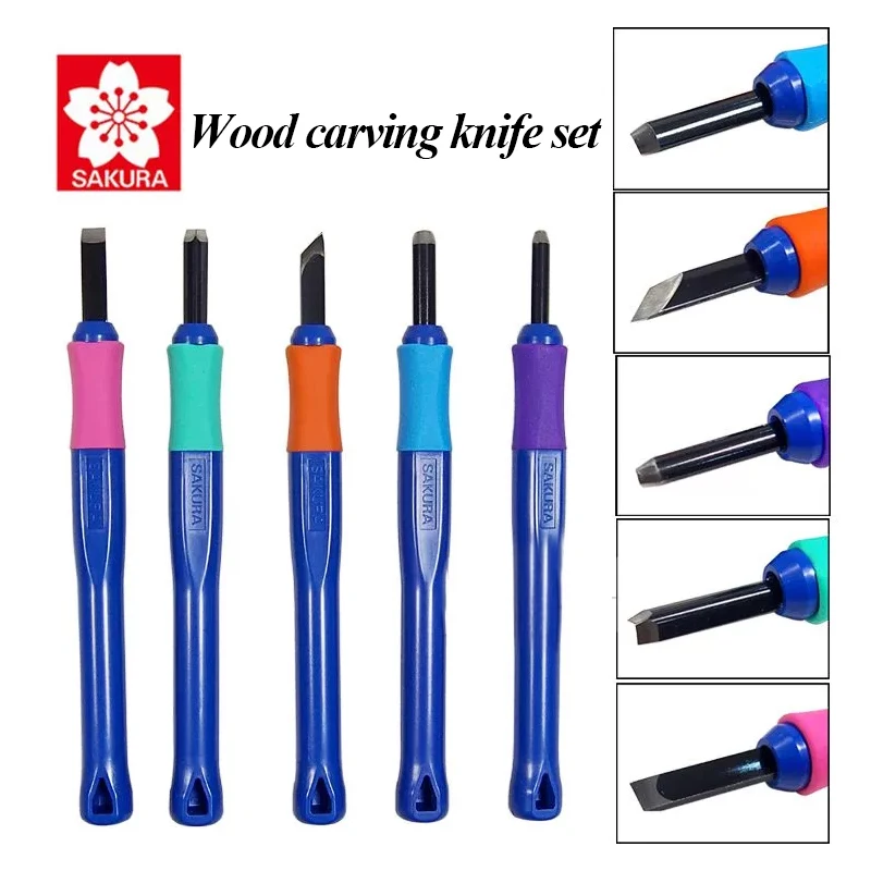 SAKURA 나무 조각 칼, 휴대용 아트 펜 나이프, 예술 나무 조각 도구, 공예 수리, 멀티 DIY 수공구, 1PC
