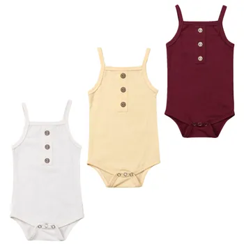 

Pudcoco US Stock New Toddler Baby Girls Boy Unisex Infant Sleeveless Button Solid Jumpsuit Bodysuit Clothes Fashion Outfit