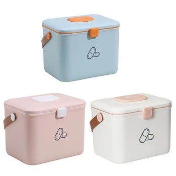 

Household Medication Storage Box Plastic Makeup Organizer PP Medicine Box With Easy To Open Buckle Snap Cosmetic Organizer