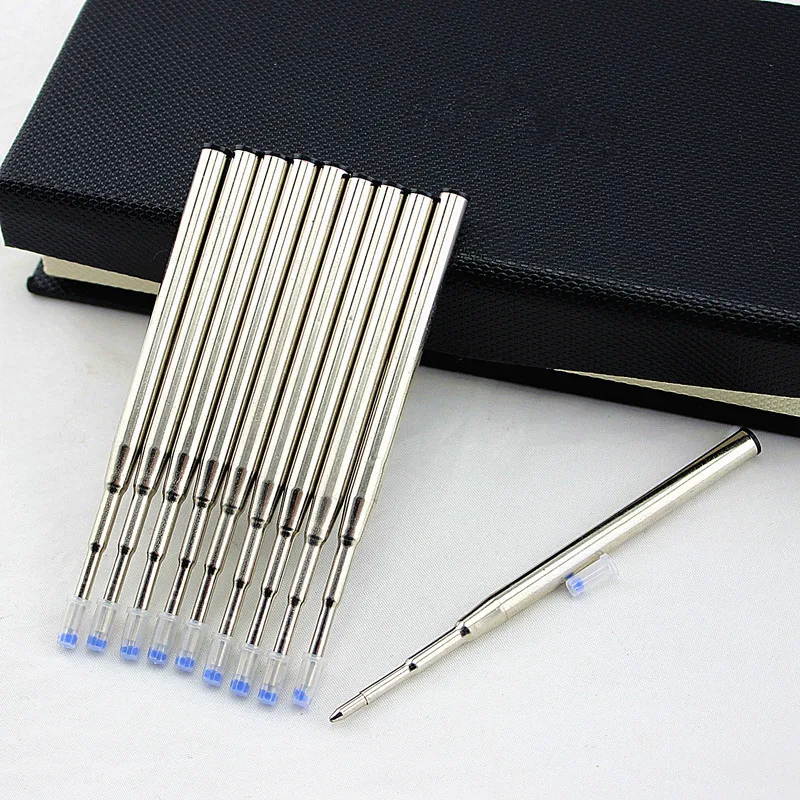 High quality 10pcs Blue metal  Black 0.7MM office Ballpoint pen Refills signature Stationery Supplies ink refills