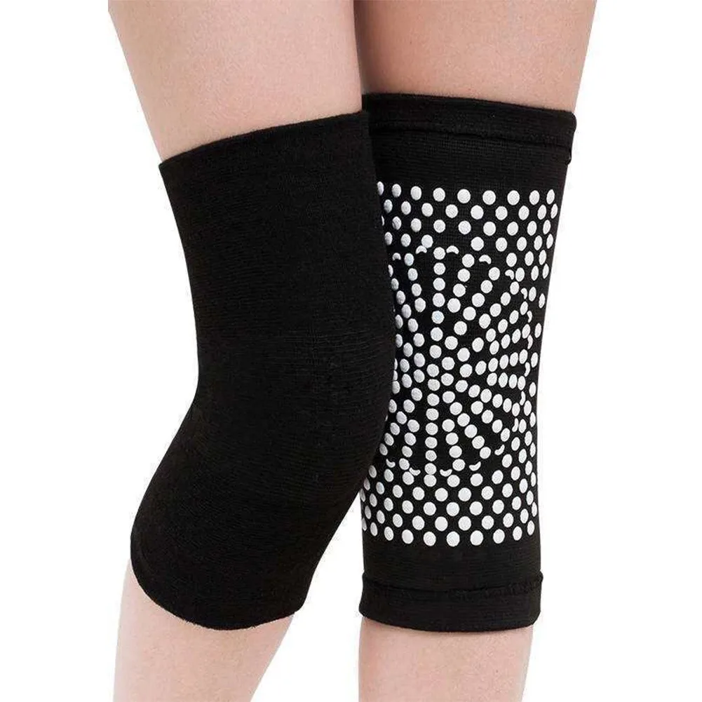 

1pair Polyester Latex Knee Pads Highly Elastic Fabric Self-Heating Support Kneepad Pain Relief With Knee Massager Leg Warmer