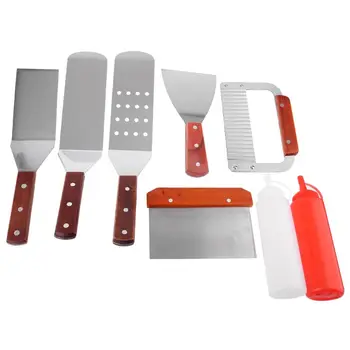 

8Pc Professional BBQ Griddle Accessories Kit in Gift Box - Heavy Duty Stainless Steel Griddle Tool Set for Men Dad on Birthday
