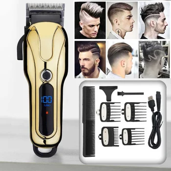 

Professional Digital Hair Trimmer Rechargeable Electric Hair Clipper Men's Cordless Haircut Adjustable Ceramic Blade D03