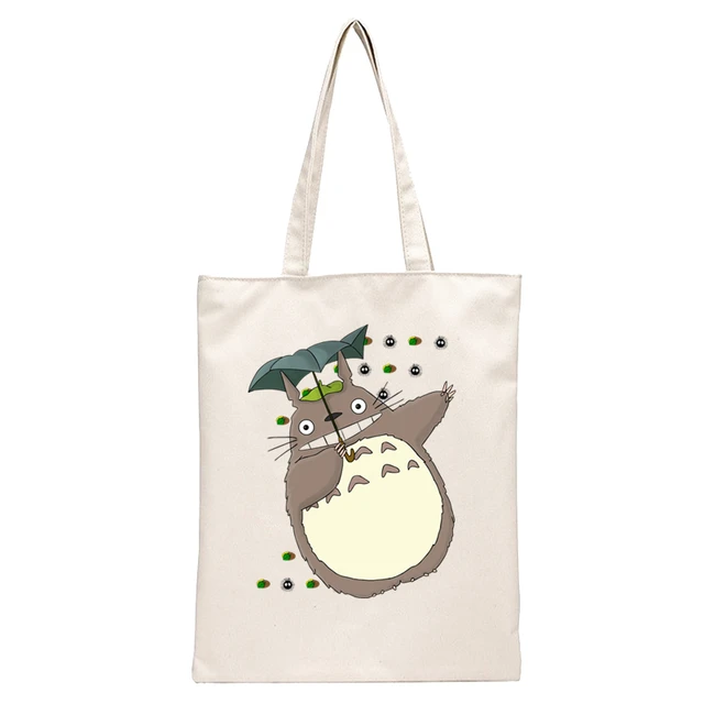 Spirited Away Faceless  Print Reusable Shopping Bag Women Canvas Tote Bags Printing Eco Bag Cartoon Shopper Shoulder Bags SB1167M