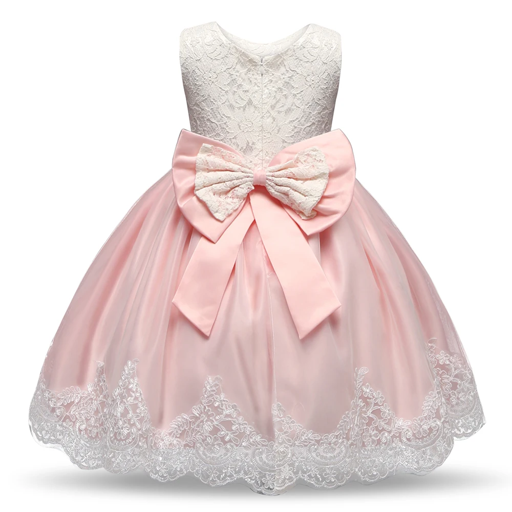 AmzBarley Платье для девочек платье принцессы без рукавов с кружевом с цветочным узором на свадьбу/день рождения вечерние платье-пачка одежда для маленьких девочек, бальное платье с бантом одежда