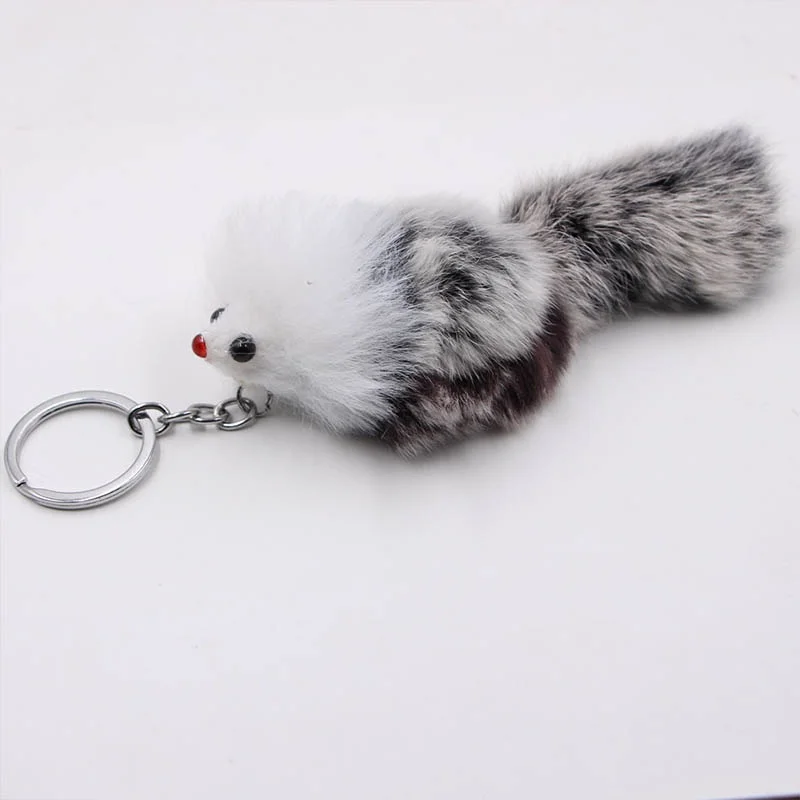 1PC Bag Key Rings Fur Fluffy Ball Cute Plush Small Fox Key Chain Soft Pendant Ornament Cartoon