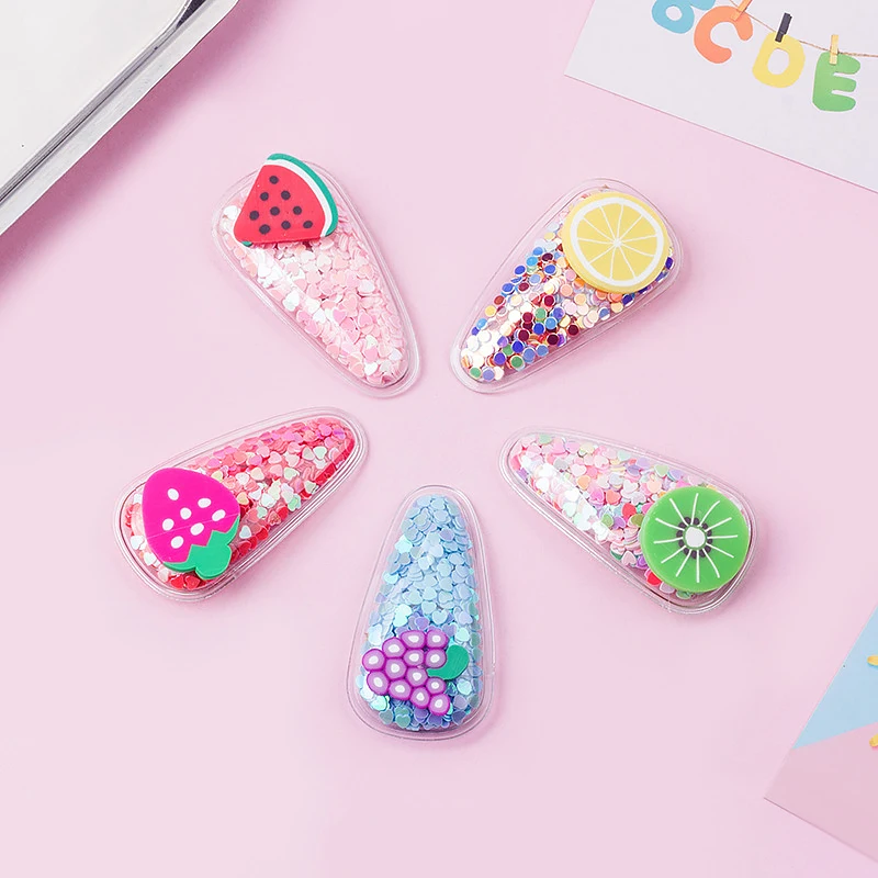 New Hot Fruit PVC Hair Clips for Baby Girls Cute Jelly Bow Hairpin Summer Infant Baby Hairgrips Waterproof Pool Kids Accessories