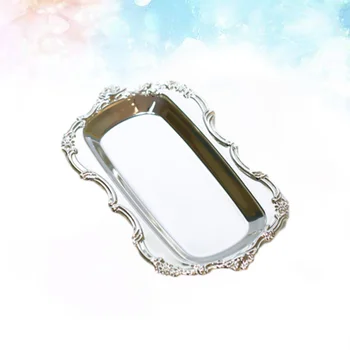 

Rectangle Towel Snacks Tray Cake Dish Fruit Dessert Plate Decorative Tableware for Wedding Party Home (Golden)