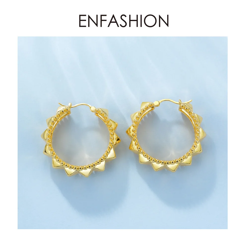ENFASHION Панк Пирамида серьги-кольца для женщин маленький золотого цвета круглые обручи серьги Модные ювелирные изделия Aros De Moda E191102