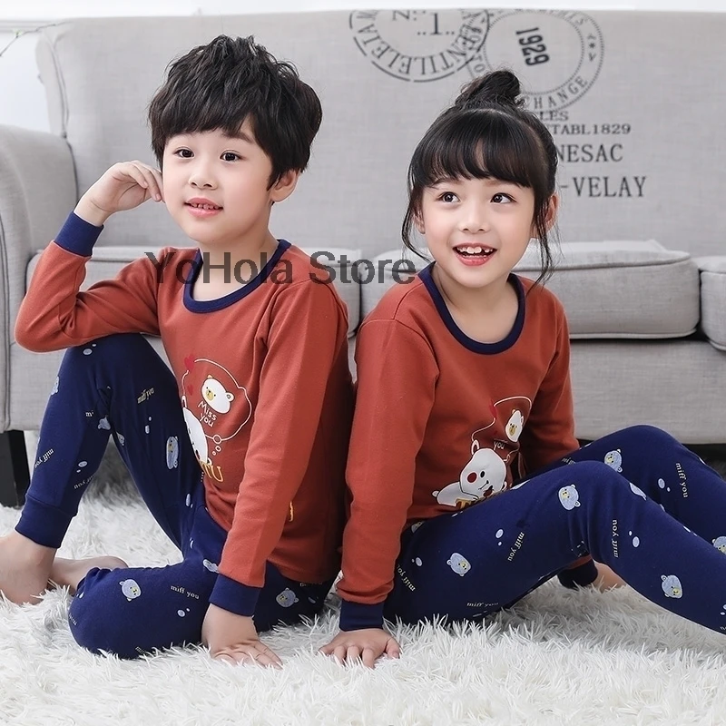 Kids Pajamas Children Sleepwear Baby Pajamas Sets Boys Girls Cartoon Pyjamas Pijamas Cotton Nightwear Clothes Kids Homewear pajama sets couple	 Sleepwear & Robes