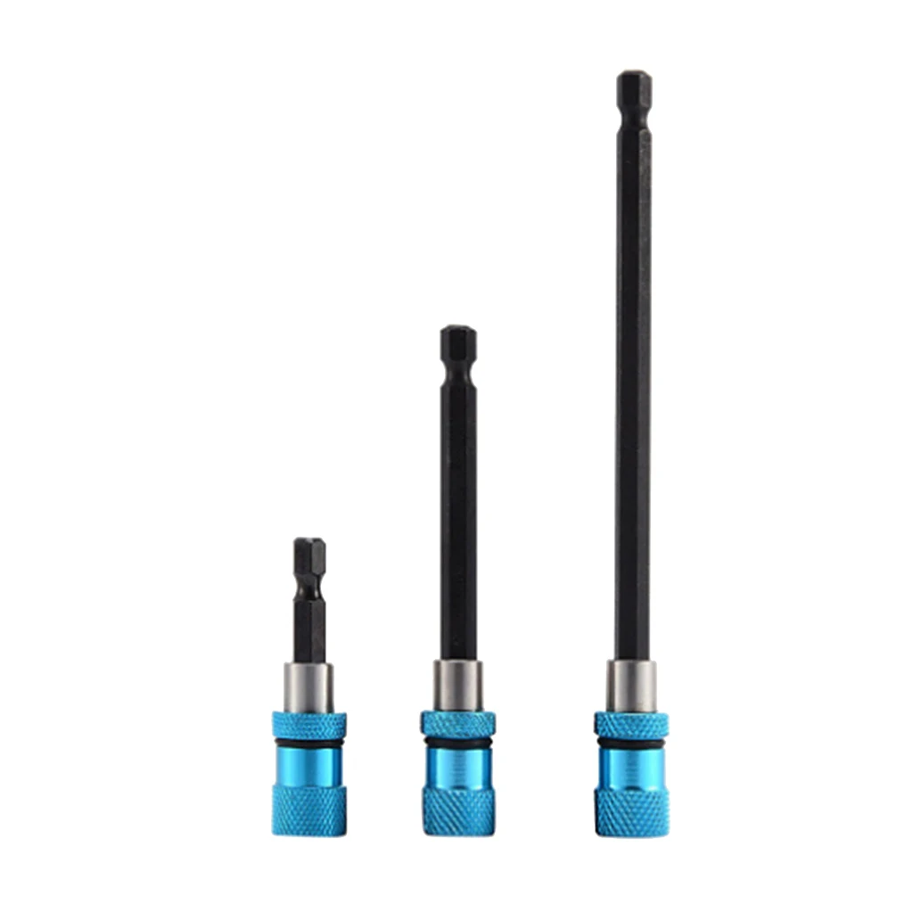 

3x 1/4 Hex Quick Release Magnetic Screwdriver Extension Bit Holder Blue