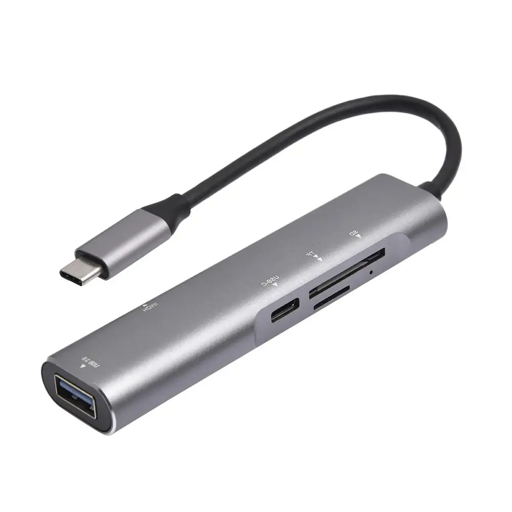 Мини 5 в 1 USB C концентратор адаптер USB-C к HDMI конвертер портативный легкий алюминиевый USB C концентратор для ноутбуков и смартфонов