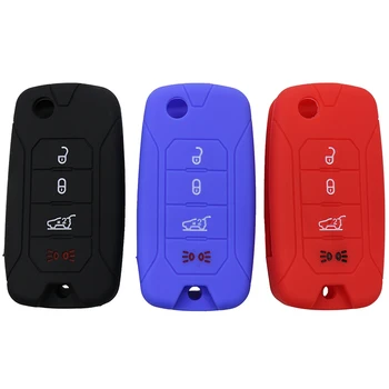 

Silicone car key cover key protect shell fit for Jeep Renegade 2016 4 Buttons folding remote key