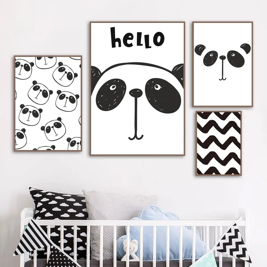 Носки для малышей с милым рисунком панды Wall Art Холст Картина Nordic Плакаты и принты