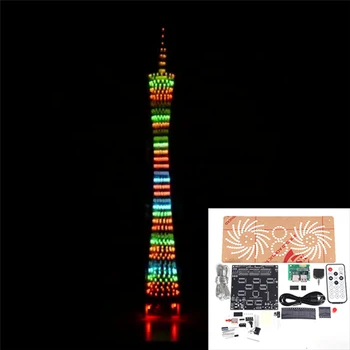 

DIY bluetooths 32 Layer Colorful Canton Tower LED Flashing Cube Music Spectrum Electronic Kit Night Lamp Modules Accessory