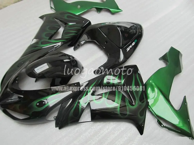Обвесы комплекты обтекателей Zx-10r 07 пластик Обтекатели Zx10r 2006 цвета: зеленый