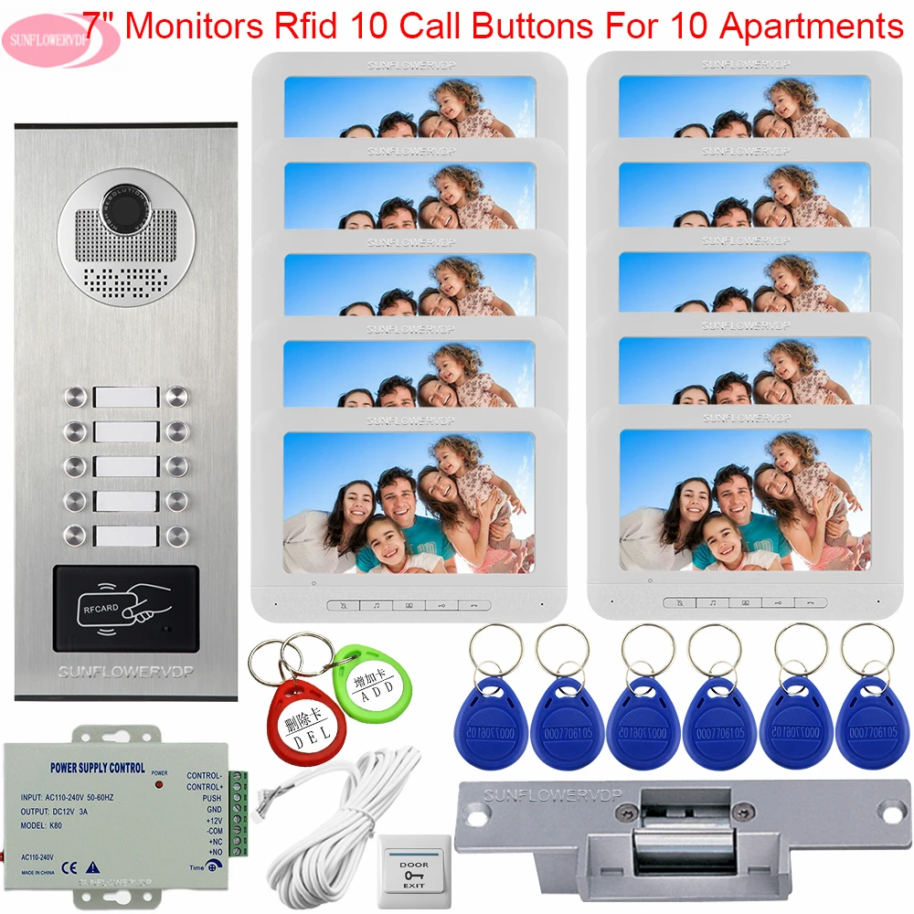 7inch Color Intercom For a Private Intercom for Apartments House Doorbell Camera Access Control Electric Strike Lock System Unit 7inch Color Intercom For a Private Intercom for Apartments House Doorbell Camera Access Control Electric Strike Lock System Unit