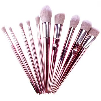 

10Pcs Holographic Crystal Makeup Brushes Set with Laser Bag Blusher Concealer Eyeliner Brush Foundation Eyeshadow Cosmetic Brush