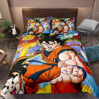 

2/3 Pieces Dragon Ball Bedding Set Japan Anime Duvet Cover Cartoon Animation Bed Cover Set For Kids Adults Bed Quilt Cover