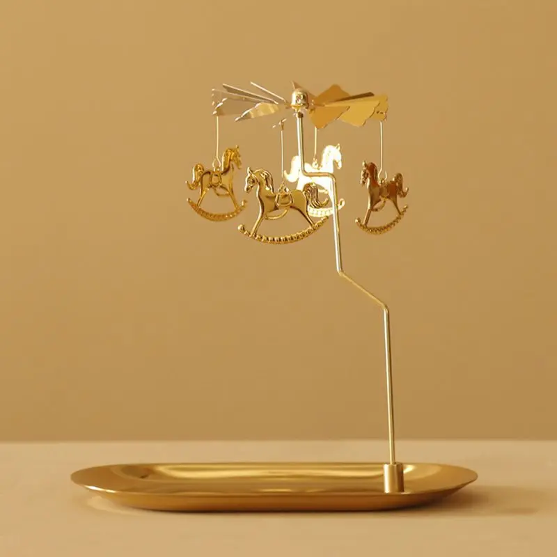 Rotary Spinning Candlestick Candle Holder Metal Candle Holders Carousel Home Party Decor Gift For candle holders