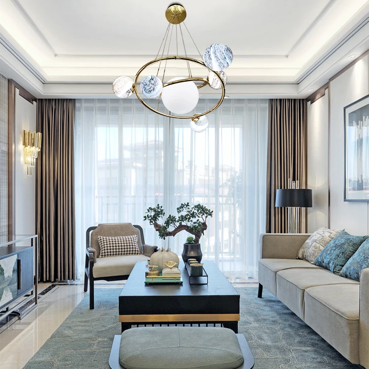 

Modern hanging lamp light LED dinning bed room bedroom foyer round glass ball black gold nordic simple modern pendant light lamp