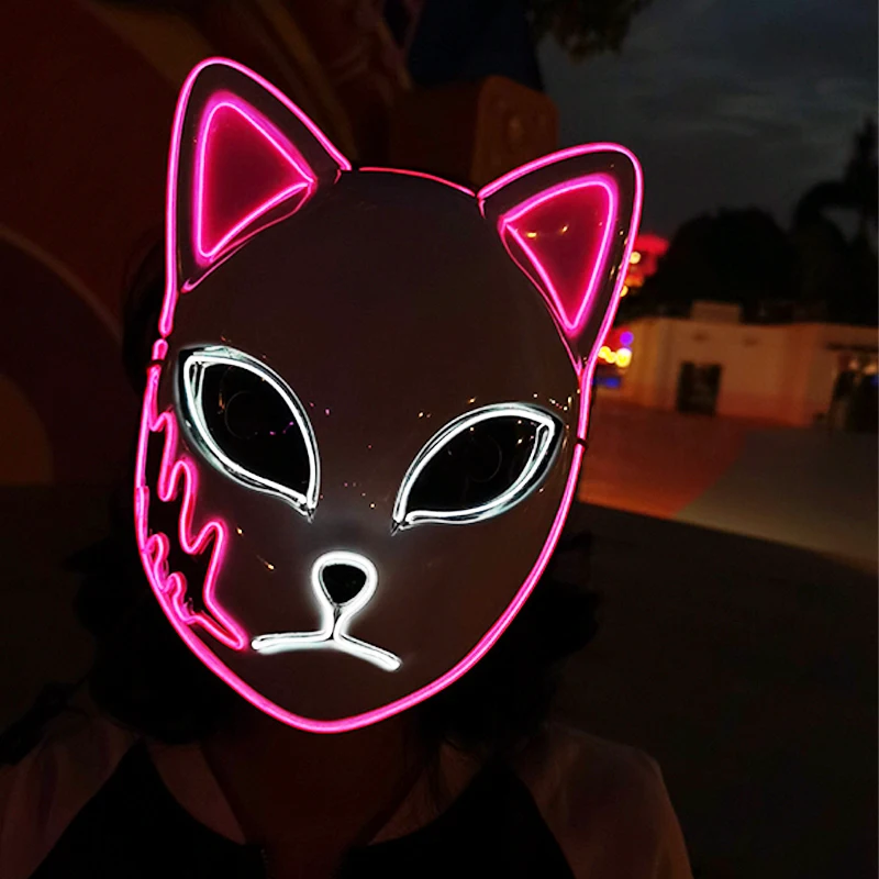 halloween costumes 2022Hot Sales Fashion LED Mask Luminous Glowing Halloween Party Mask Neon EL Mask Halloween Cosplay Mask Mascara Horror Maska sexy cosplay