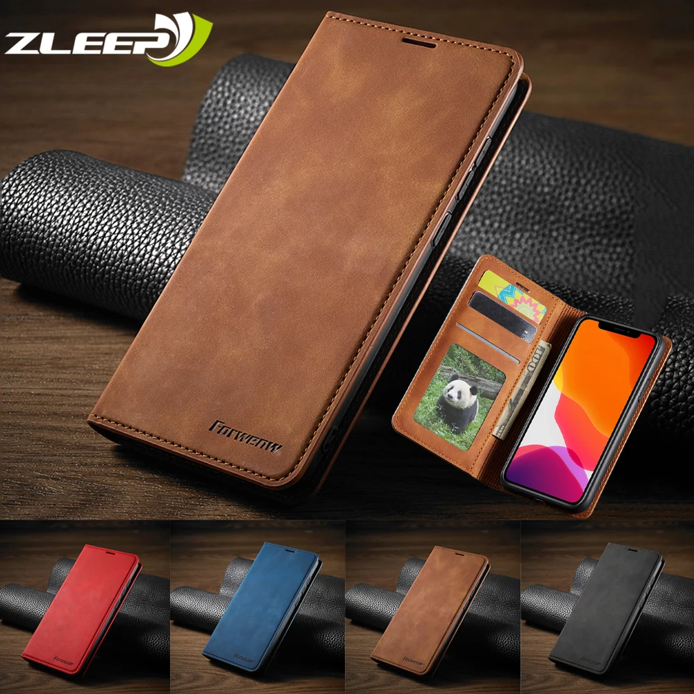 Funda de cuero de piel de lujo para iPhone SE 2020 12 Mini 11 Pro XR XS Max 8 7 6 6s Plus 5 5s, billetera con tapa y ranuras para tarjetas