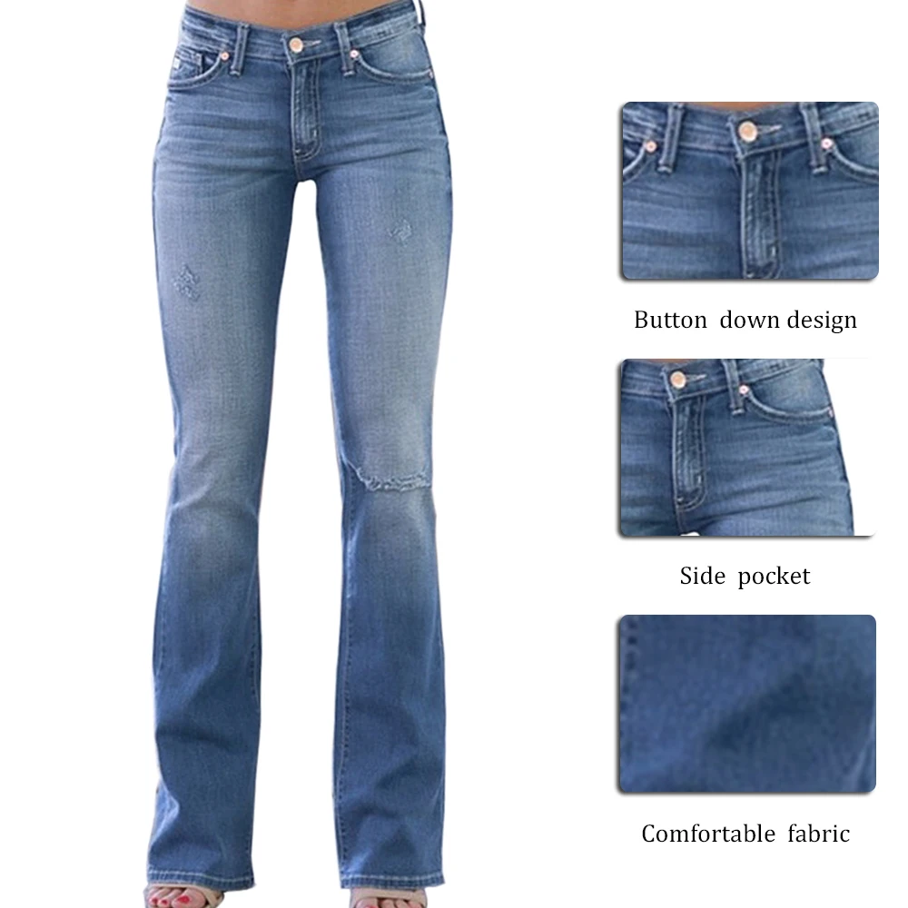 MoneRffi, Новое поступление, женские узкие джинсы, брюки, модный показ, тонкие повседневные рваные джинсы, женские расклешенные брюки, длинные штаны