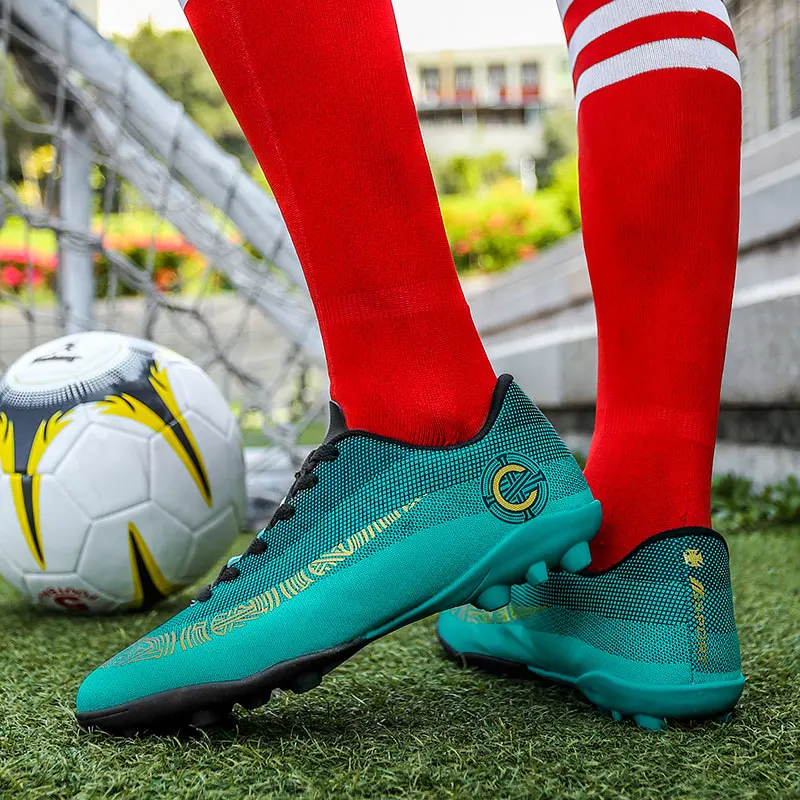 Green MWY Крытый Сверхтонкий дышащий Chuteira Futebol высокое качество дешевые мужские фубольные бутсы дети обувь De Футбол Бутсы - Цвет: Green