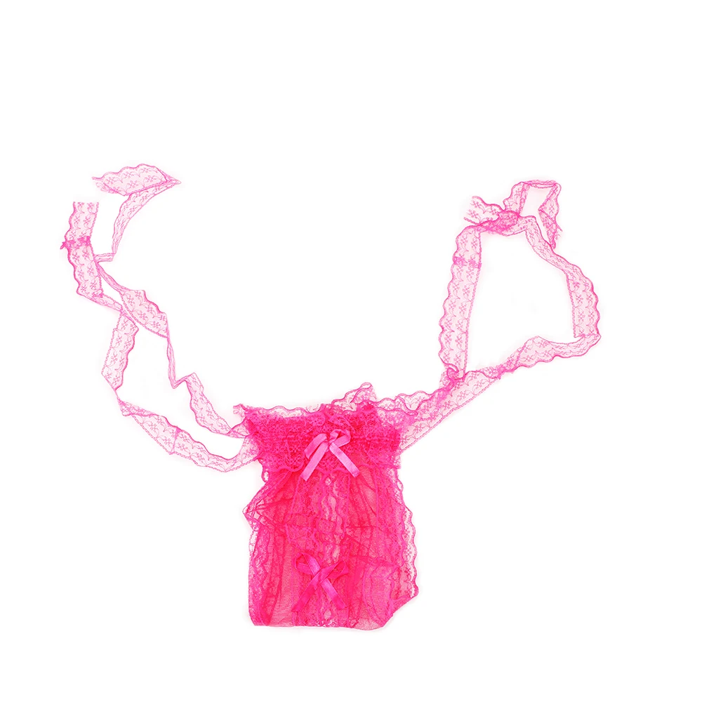 Rose Red OLO Adult Products Sexy Lace Open Thong T Pants G String Panties Sex Toys for Women Lace Side Strap Briefs Sexy Temptation - Цвет: Rose Red
