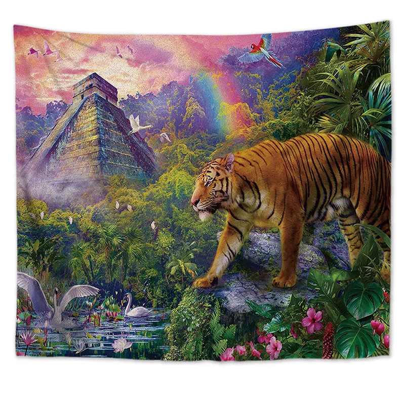 

bedroom decor tiger wall blanket home decor tapestry nature forest wall hanging carpet