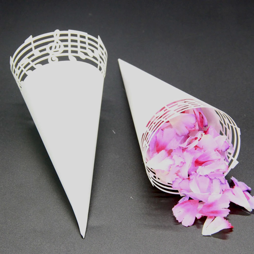 

Wedding Saflower with Love Paper Flower Tube Hollow Conical Lace Paper Cup Wedding Party Meetings Table Decoration Article 50pcs
