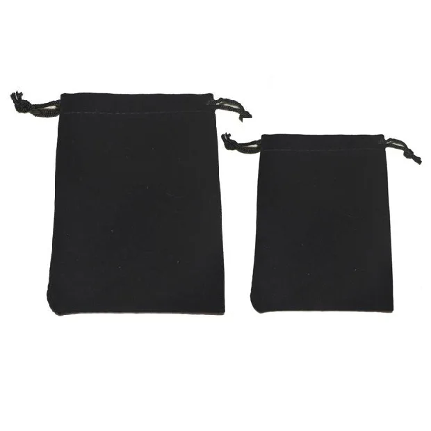 

300pcs 7*9cm black Pure color Velvet Bags woman vintage drawstring bag for Party/Jewelry/Gift diy handmade Pouch Packaging Bag