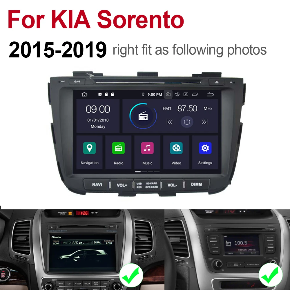 Для KIA Sorento 2 DIN Автомобильный Android 9 gps Navgiation мультимедийная система Bluetooth радио усилитель