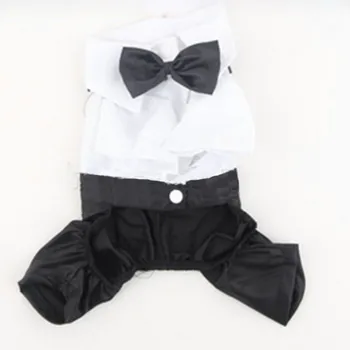 

Pet Dog Cat Four Leg Pants Tuxedo Gentleman's Clothing Prince Cute Bow Tie Suit Puppy Costume Jumpsuit Coat