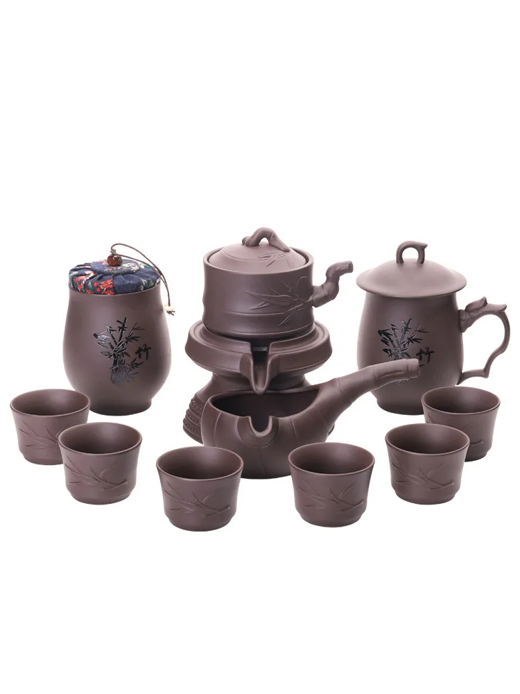 

Lazy Household Set Tea Set Semi-Fully Automatic Stonewashed Clay Kung Fu Household 6 People Tea Containers Soak 6 People