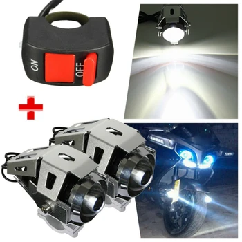 

Motorcycle Motorcycle Headlight 125W U5 Headlight Driving Fog Spot Lights Bulb & Switch 2pcs 2x