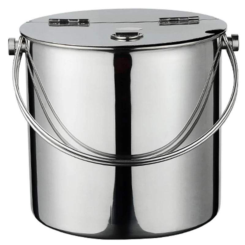 Aixiangru-Sweet Water Bucket,Thickened Stainless Steel Clamshell with Lid,Portable Ice Bucket, Bubble Tea Sugar Storage,3L,20cm