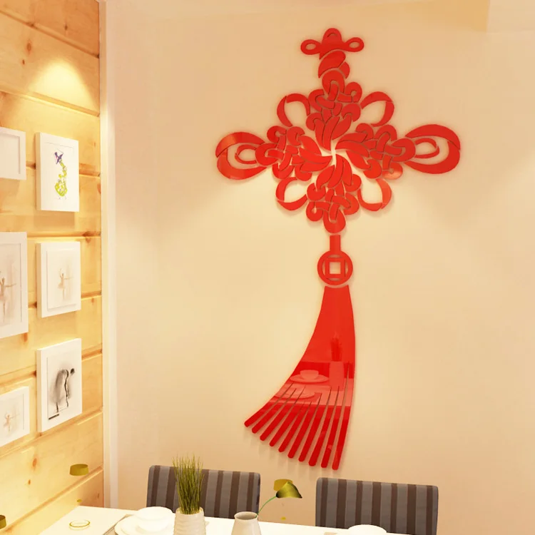 

Chinese Knot 3D Wall Stickers Acrylic Chinese Style Wall Decal Living Room Entrance Background Wall Decor New Year Home Decor