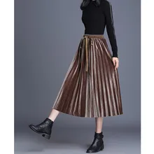 JUJULAND Весна Женская длинная металлическая Серебряная плиссированная юбка макси юбка высокая талия Elascity Повседневные Вечерние юбки Винтаж