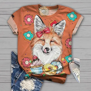 

2020 T-Shirt Plus Size Women Short Sleeve 3D Animal Printed O-Neck Tops Tee Tee Shirt Blusas Mujer